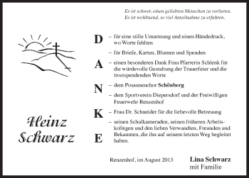 Traueranzeige von Heinz Schwarz von Pegnitz-Zeitung